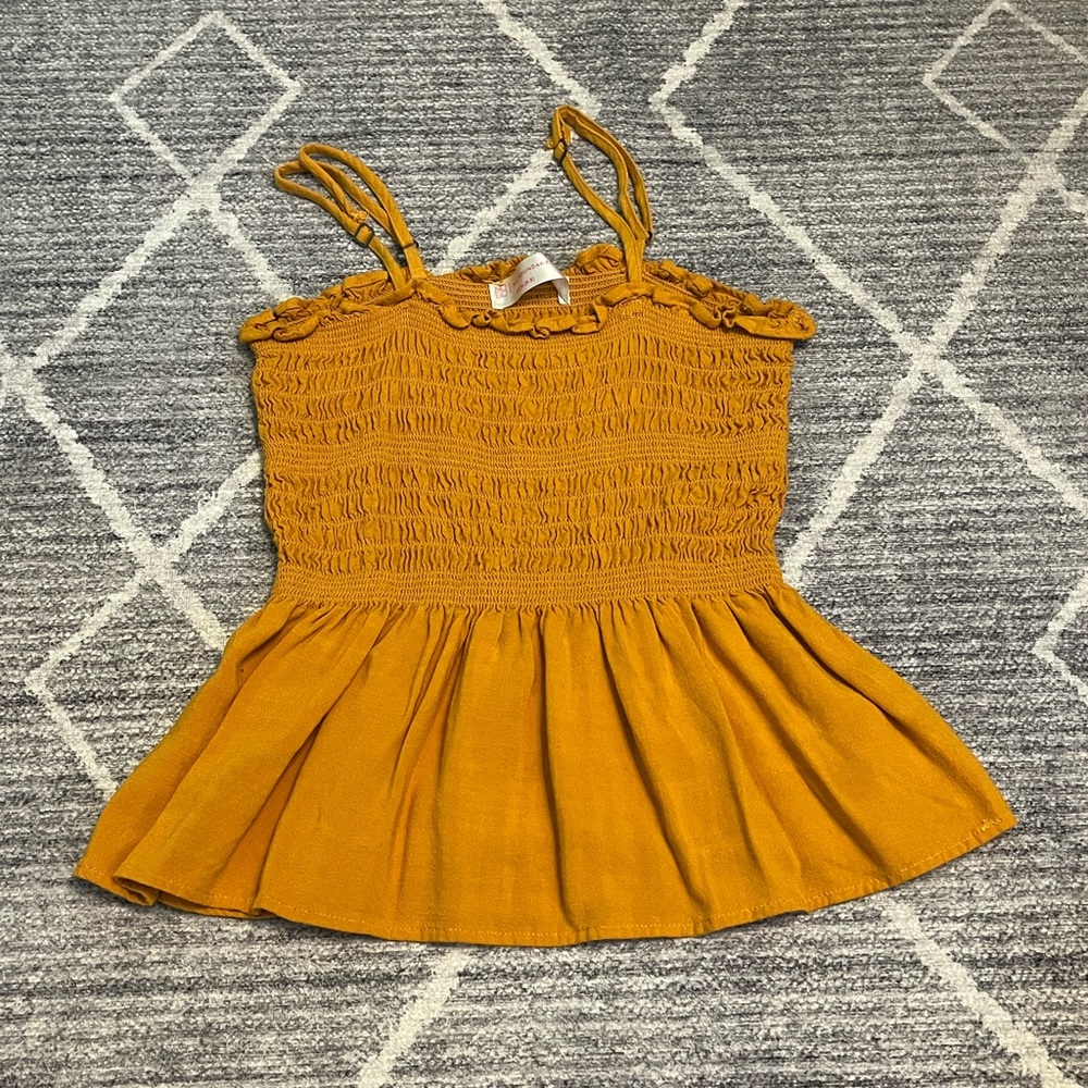 S/CH 3-5 Peplum Yellow Crop Tank Ruched